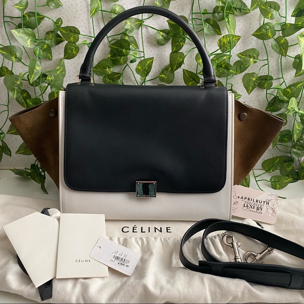 Celine - Trapeze Smooth Calfskin Suede Tri-Color Bag